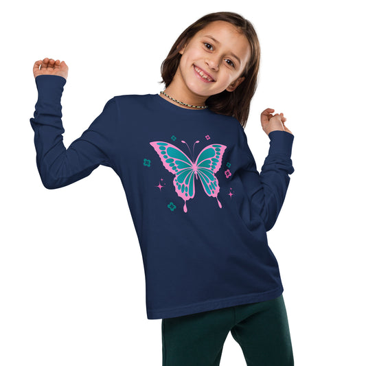 Youth Long Sleeve Tee | Girls Butterfly